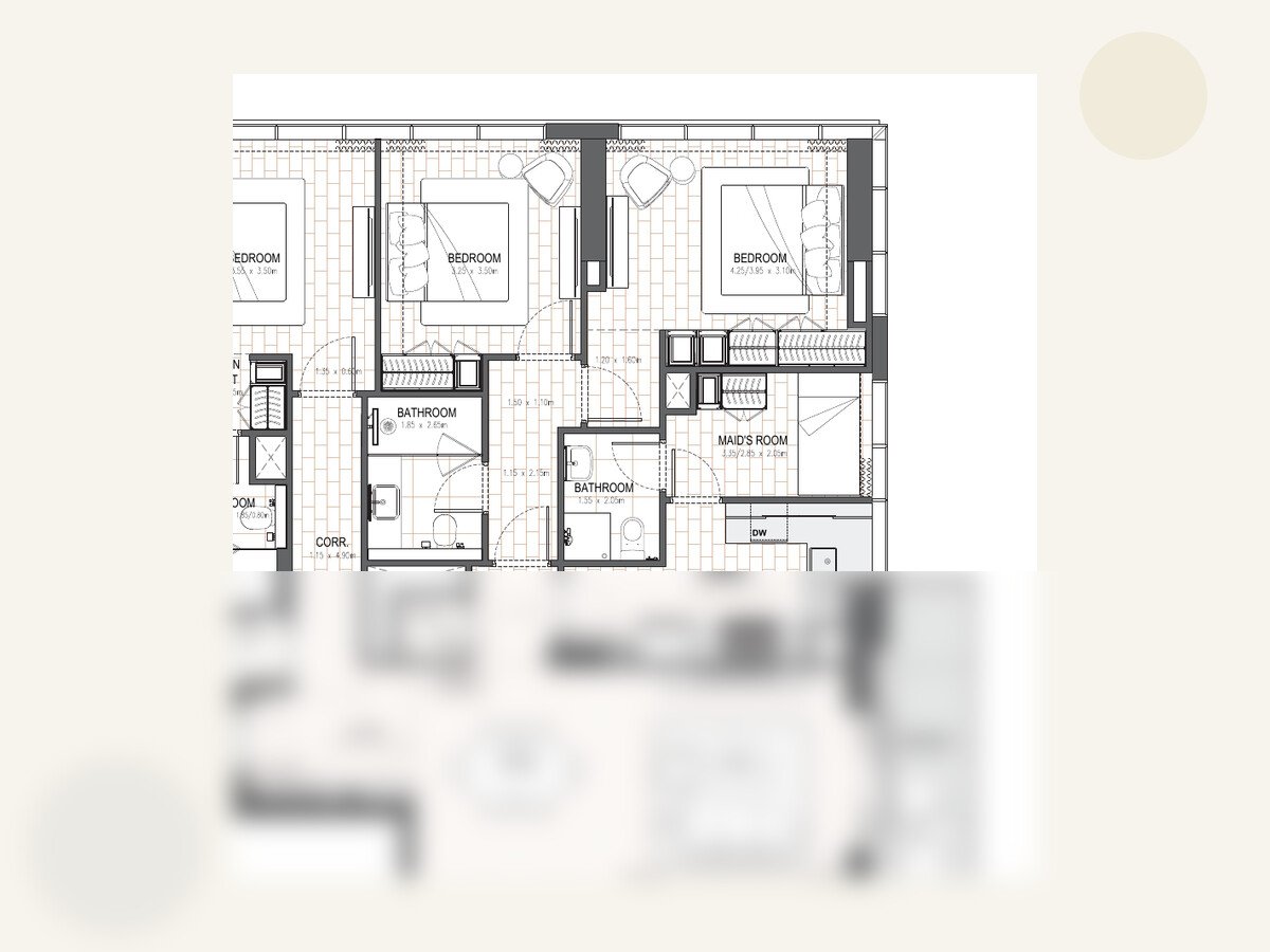 Preview of Alef Seef three-bedroom floor plan